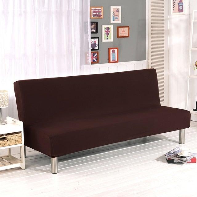Solid Colors Armless Sofa Bed Cover Universal Size Elastic Couch Covers Washable Removable Slipcovers For Living Room Stretch Sofa Cover Furniture Protector Without Armrests Slipcover Soft With Elastic Bottom For Kids