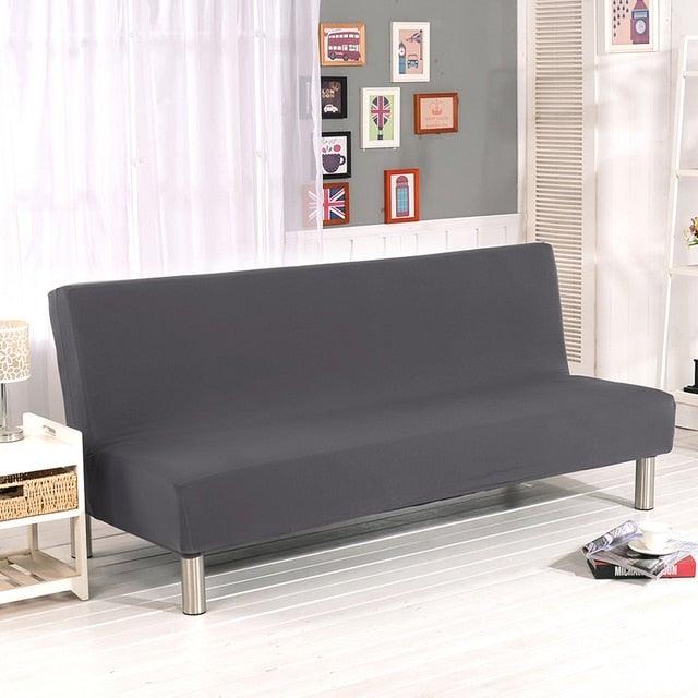 Solid Colors Armless Sofa Bed Cover Universal Size Elastic Couch Covers Washable Removable Slipcovers For Living Room Stretch Sofa Cover Furniture Protector Without Armrests Slipcover Soft With Elastic Bottom For Kids