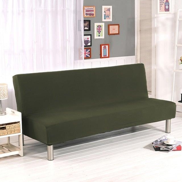 Solid Colors Armless Sofa Bed Cover Universal Size Elastic Couch Covers Washable Removable Slipcovers For Living Room Stretch Sofa Cover Furniture Protector Without Armrests Slipcover Soft With Elastic Bottom For Kids