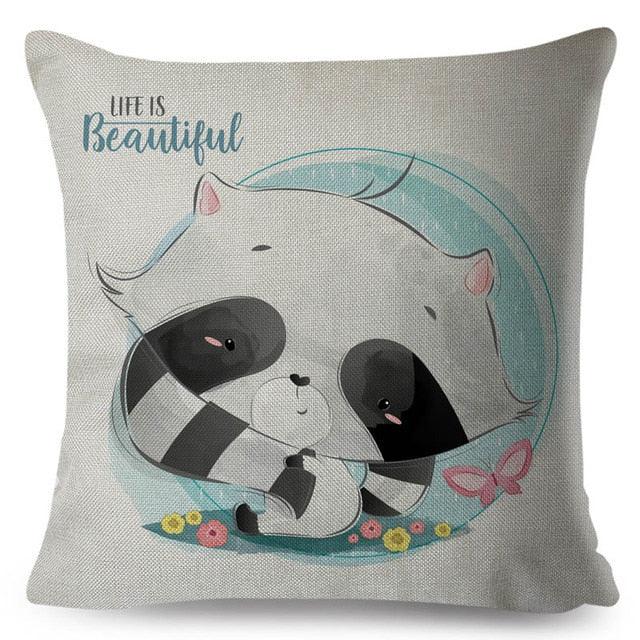 Throw Pillow Cover Animal Decor Deer Dinosaur Unicorn Rabbit Pillowcase For Home Decor Cushion Cover Kids Cartoon Decorative Pillow Covers Cute Colorful Animal Outdoor Cushion Cases for Children Room Sofa Couch 45x45cm