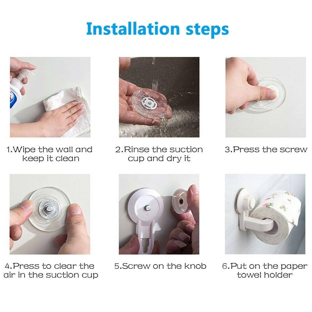Toilet Paper Holder Super Storage Suction Cup Wall Mount