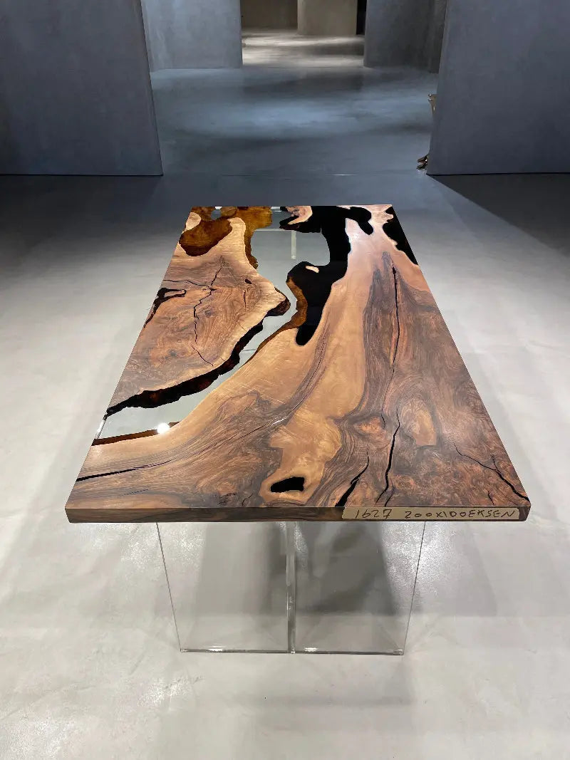 Resin Walnut River Dining Room Table | Voronoi Table
