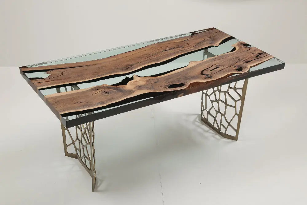 Resin Walnut River Dining Room Table | Voronoi Table