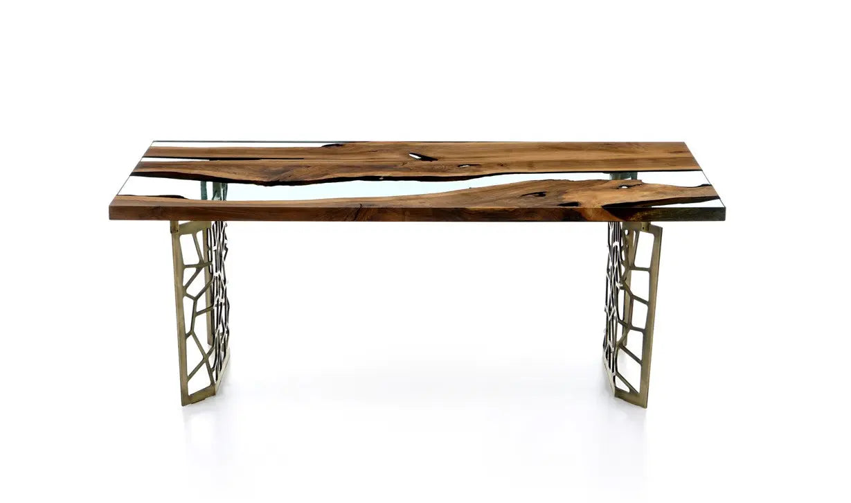 Resin Walnut River Dining Room Table | Voronoi Table