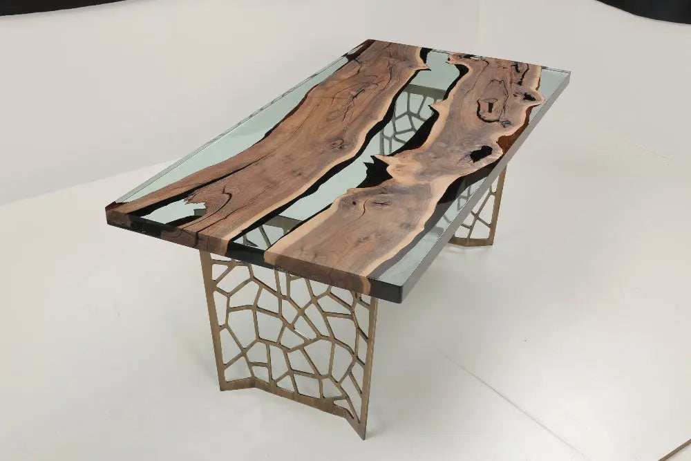 Resin Walnut River Dining Room Table | Voronoi Table