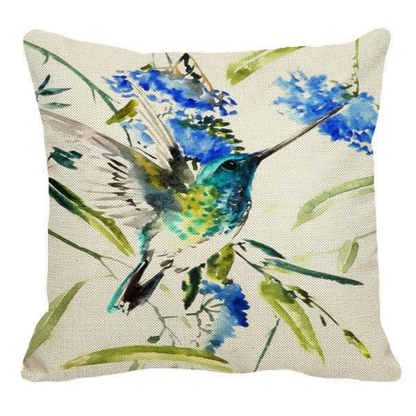 Watercolor Parrot Birds Pillow Cover Animals Fashion Flower Pillows Cases For Bedroom Sofa Decoration Watercolor Hummingbirds Pillow Covers Colorful Birds Painting Spring Patio for Furniture Cushion Cases Outdoor Home Décor for Bed Sofa 45x45cm