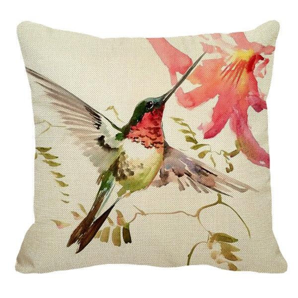 Watercolor Parrot Birds Pillow Cover Animals Fashion Flower Pillows Cases For Bedroom Sofa Decoration Watercolor Hummingbirds Pillow Covers Colorful Birds Painting Spring Patio for Furniture Cushion Cases Outdoor Home Décor for Bed Sofa 45x45cm