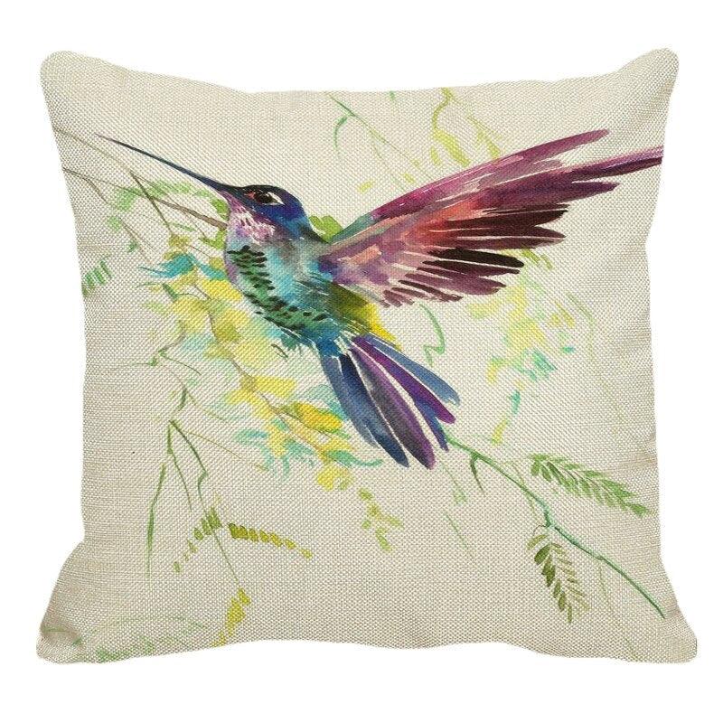 Watercolor Parrot Birds Pillow Cover Animals Fashion Flower Pillows Cases For Bedroom Sofa Decoration Watercolor Hummingbirds Pillow Covers Colorful Birds Painting Spring Patio for Furniture Cushion Cases Outdoor Home Décor for Bed Sofa 45x45cm