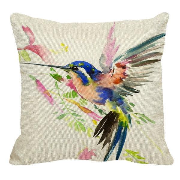 Watercolor Parrot Birds Pillow Cover Animals Fashion Flower Pillows Cases For Bedroom Sofa Decoration Watercolor Hummingbirds Pillow Covers Colorful Birds Painting Spring Patio for Furniture Cushion Cases Outdoor Home Décor for Bed Sofa 45x45cm