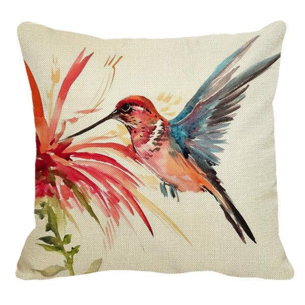 Watercolor Parrot Birds Pillow Cover Animals Fashion Flower Pillows Cases For Bedroom Sofa Decoration Watercolor Hummingbirds Pillow Covers Colorful Birds Painting Spring Patio for Furniture Cushion Cases Outdoor Home Décor for Bed Sofa 45x45cm