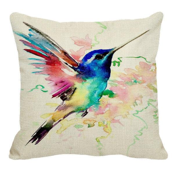 Watercolor Parrot Birds Pillow Cover Animals Fashion Flower Pillows Cases For Bedroom Sofa Decoration Watercolor Hummingbirds Pillow Covers Colorful Birds Painting Spring Patio for Furniture Cushion Cases Outdoor Home Décor for Bed Sofa 45x45cm