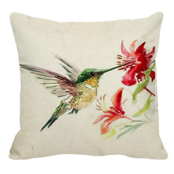 Watercolor Parrot Birds Pillow Cover Animals Fashion Flower Pillows Cases For Bedroom Sofa Decoration Watercolor Hummingbirds Pillow Covers Colorful Birds Painting Spring Patio for Furniture Cushion Cases Outdoor Home Décor for Bed Sofa 45x45cm