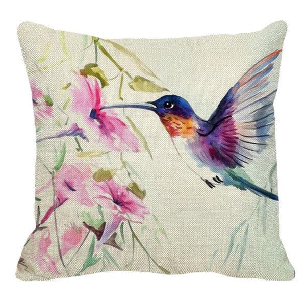 Watercolor Parrot Birds Pillow Cover Animals Fashion Flower Pillows Cases For Bedroom Sofa Decoration Watercolor Hummingbirds Pillow Covers Colorful Birds Painting Spring Patio for Furniture Cushion Cases Outdoor Home Décor for Bed Sofa 45x45cm